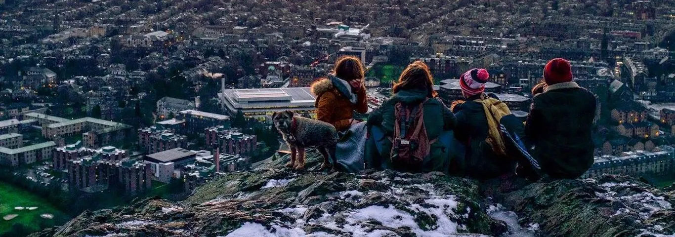 Students watching sunset