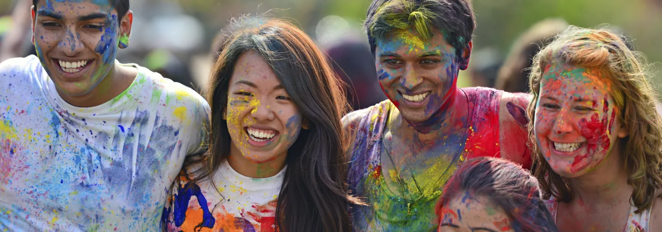 Students Hugging in paint