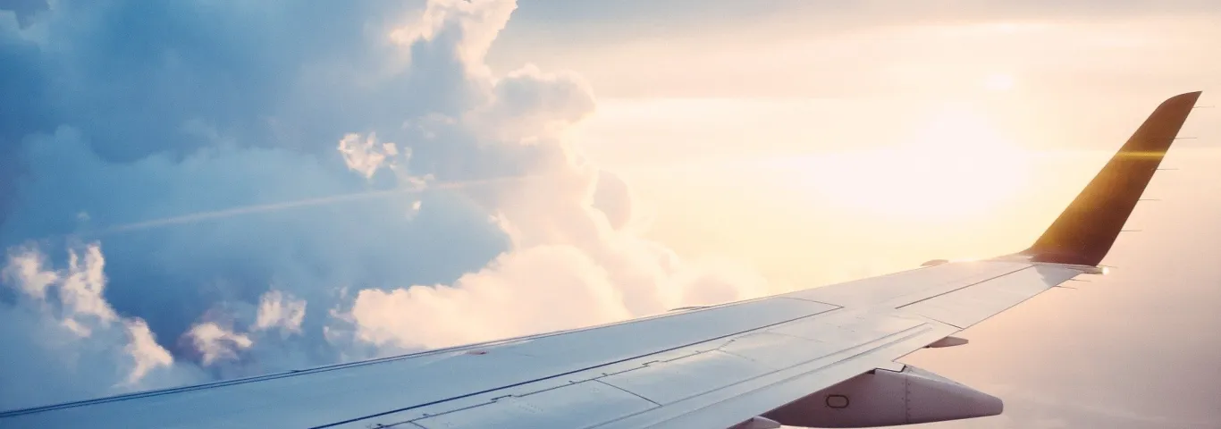 Airplane Wing in clouds